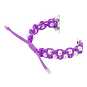 For Apple Watch 38mm Paracord Gypsophila Beads Drawstring Braided Watch Band(Purple)
