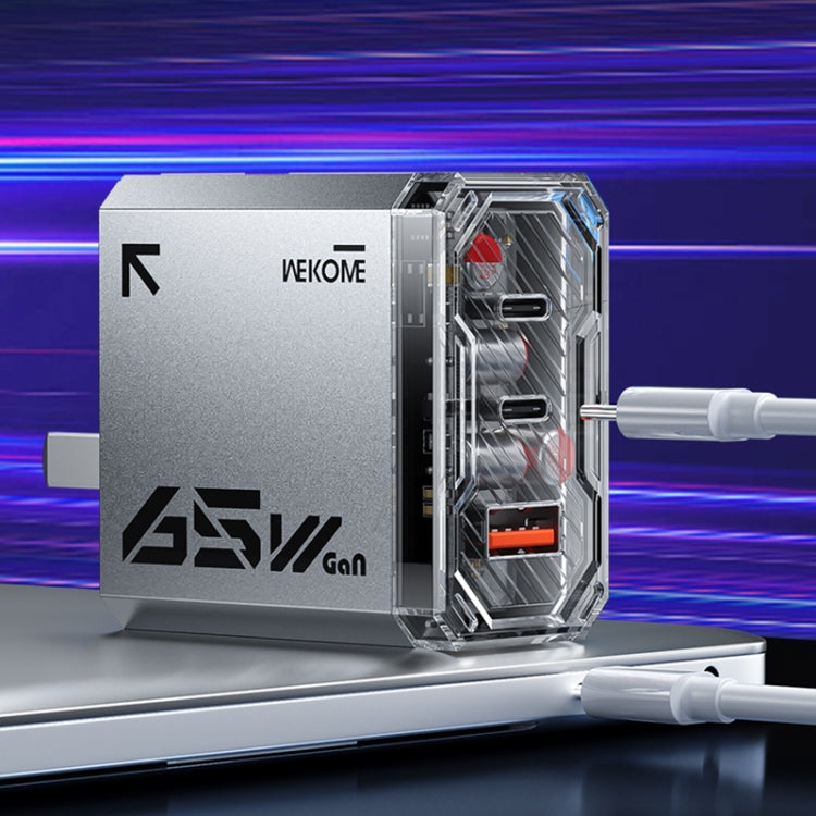 WK WP-U156 Pioneer Series 65W USB+Dual USB-C/Type-C GaN Charger(Silver)