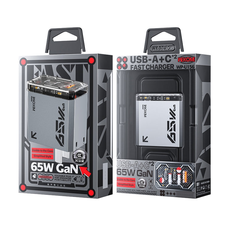 WK WP-U156 Pioneer Series 65W USB+Dual USB-C/Type-C GaN Charger(Silver)