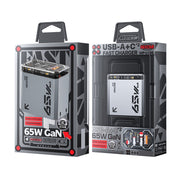 WK WP-U156 Pioneer Series 65W USB+Dual USB-C/Type-C GaN Charger(Silver)