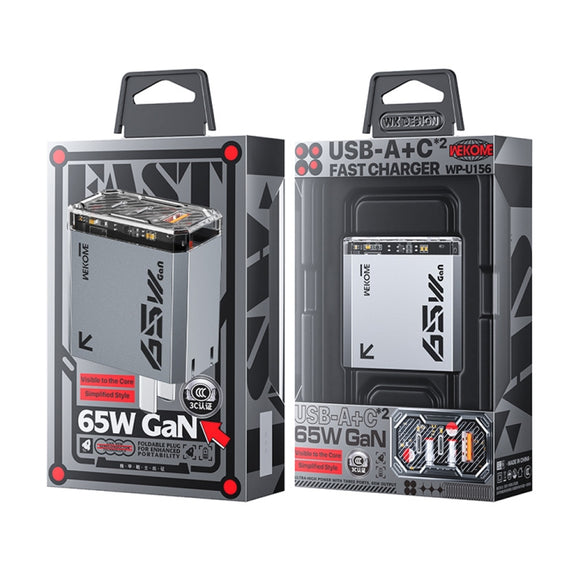 WK WP-U156 Pioneer Series 65W USB+Dual USB-C/Type-C GaN Charger(Silver)