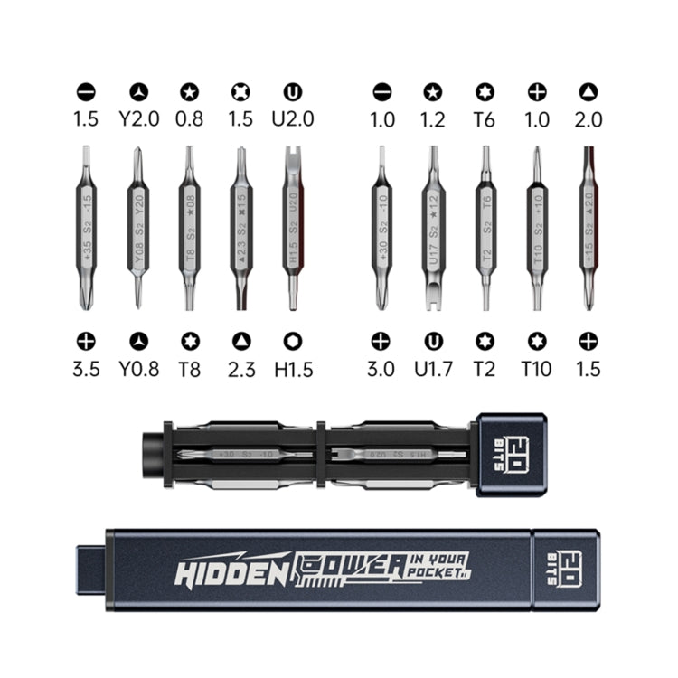 JAKEMY JM-8195 21 in 1 S-2 Bits Square Handle Design Screwdriver(Blue)