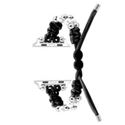 For Apple Watch Ultra 2 49mm Paracord Row Beads Drawstring Braided Watch Band(Black)