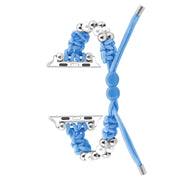 For Apple Watch Series 7 45mm Paracord Row Beads Drawstring Braided Watch Band(Blue)