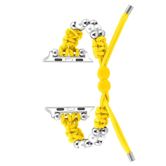 For Apple Watch SE 40mm Paracord Row Beads Drawstring Braided Watch Band(Yellow)