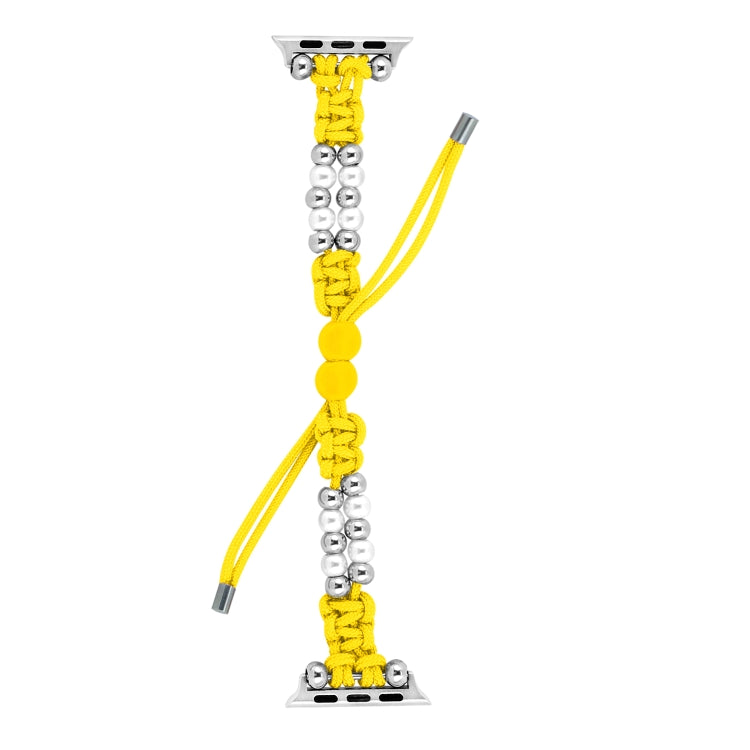 For Apple Watch SE 40mm Paracord Row Beads Drawstring Braided Watch Band(Yellow)