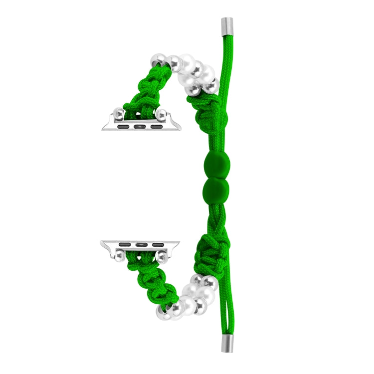For Apple Watch SE 40mm Paracord Row Beads Drawstring Braided Watch Band(Green)