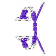 For Apple Watch SE 40mm Paracord Row Beads Drawstring Braided Watch Band(Purple)