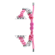 For Apple Watch SE 44mm Paracord Row Beads Drawstring Braided Watch Band(Pink)