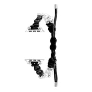 For Apple Watch SE 44mm Paracord Row Beads Drawstring Braided Watch Band(Black)