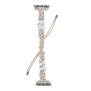 For Apple Watch 38mm Paracord Row Beads Drawstring Braided Watch Band(White)