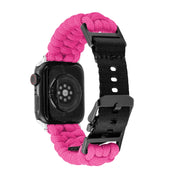For Apple Watch SE 44mm Paracord Plain Braided Webbing Buckle Watch Band(Red)