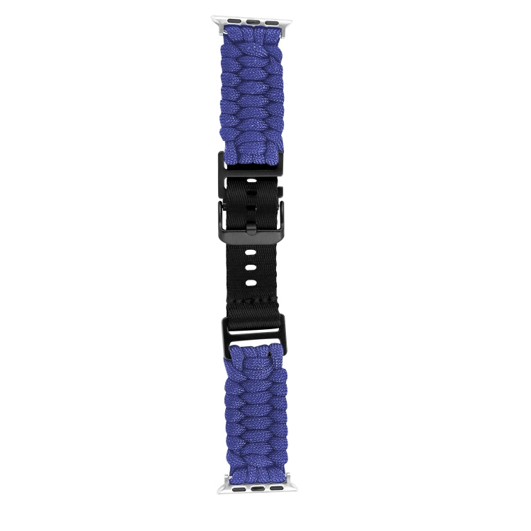 For Apple Watch 42mm Paracord Plain Braided Webbing Buckle Watch Band(Blue)