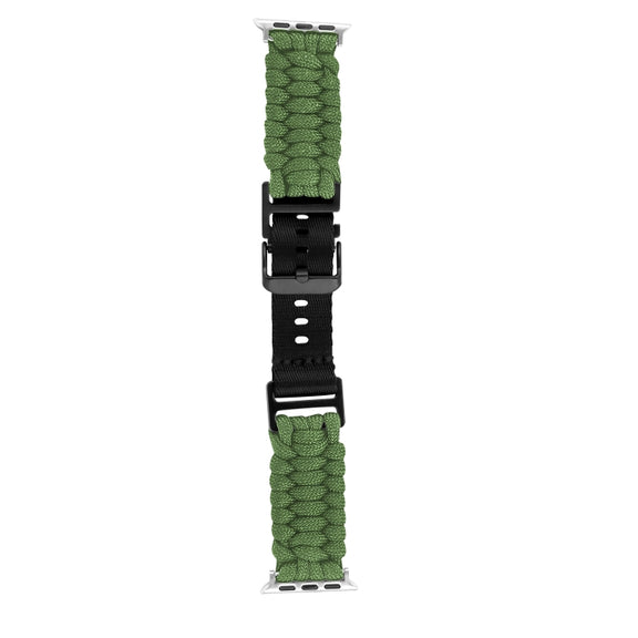 For Apple Watch 38mm Paracord Plain Braided Webbing Buckle Watch Band(Army Green)