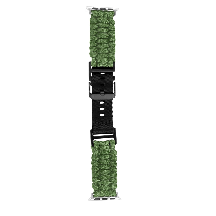 For Apple Watch 38mm Paracord Plain Braided Webbing Buckle Watch Band(Army Green)