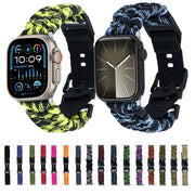 For Apple Watch Series 8 41mm Paracord Plain Braided Webbing Buckle Watch Band(Orange)