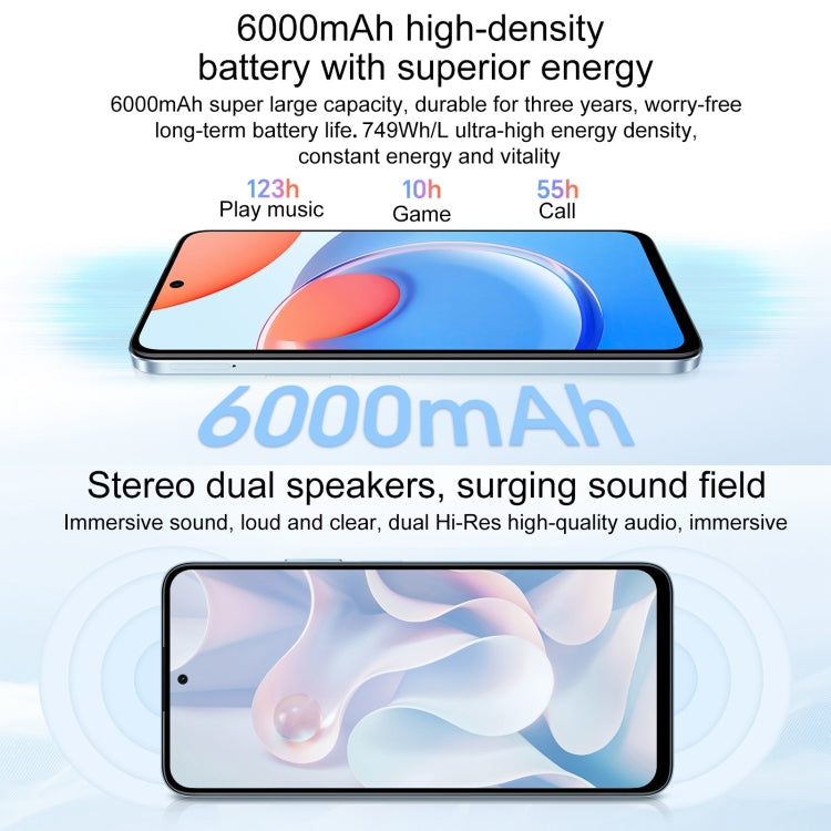 Honor Play8T, 12GB+256GB,  6.8 inch MagicOS 7.2 Dimensity 6080 Octa Core up to 2.4GHz, Network: 5G, OTG, Not Support Google Play(Silver)