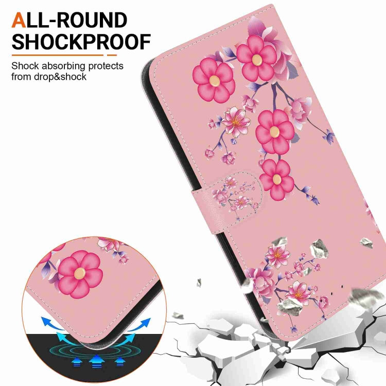 For OPPO A57 5G / A57s 4G Crystal Texture Colored Drawing Leather Phone Case(Cherry Blossoms)