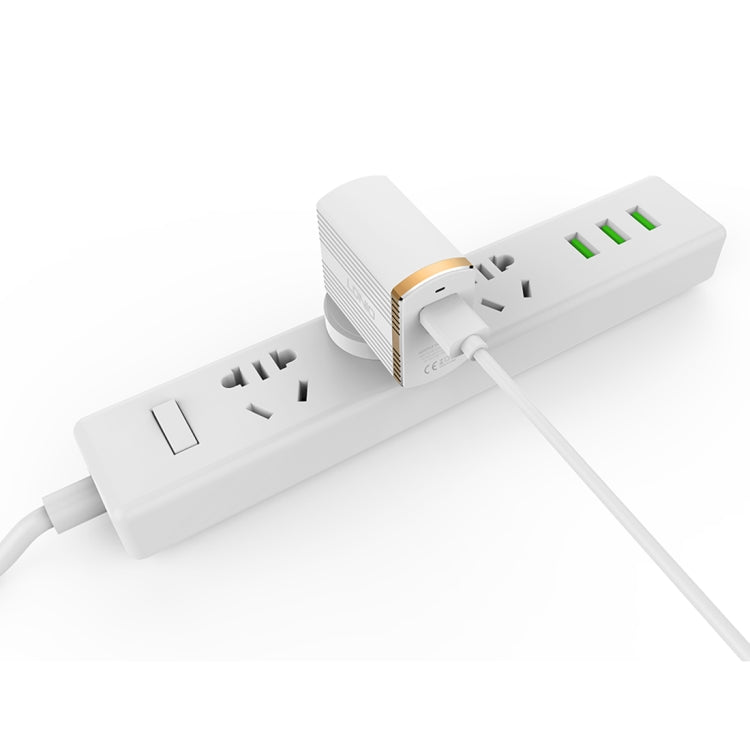 LDNIO A1302Q 2 in 1 18W QC3.0 USB Interface Grid Shape Travel Charger Mobile Phone Charger with Micro USB Data Cable, EU Plug