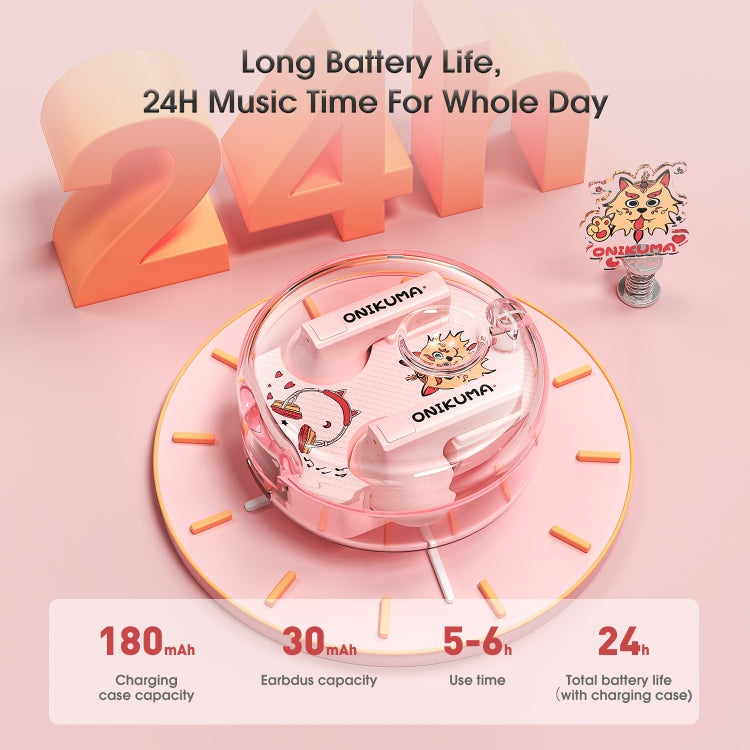 ONIKUMA T301 Transparent Cartoon Wireless Bluetooth Earphone(Pink)