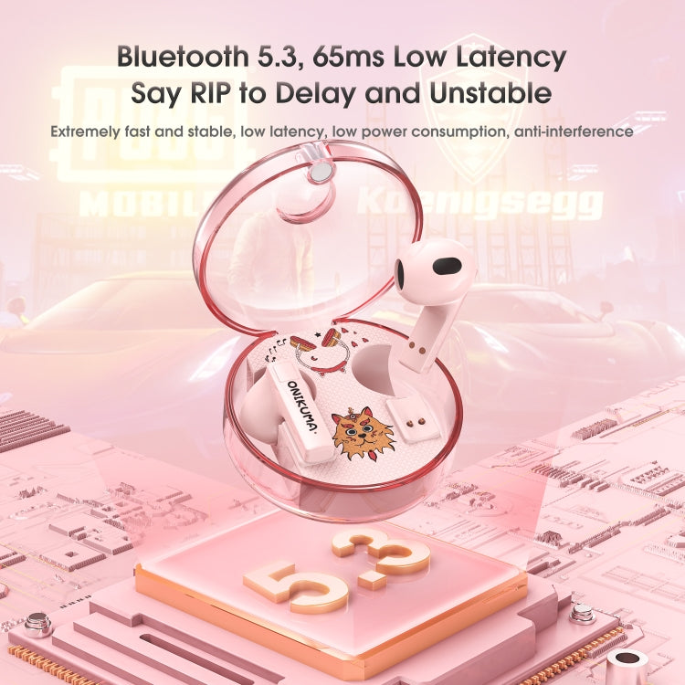 ONIKUMA T301 Transparent Cartoon Wireless Bluetooth Earphone(Pink)