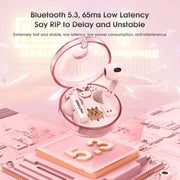 ONIKUMA T301 Transparent Cartoon Wireless Bluetooth Earphone(Pink)