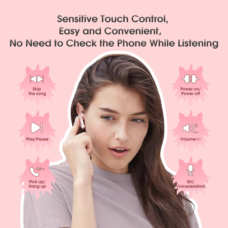 ONIKUMA T301 Transparent Cartoon Wireless Bluetooth Earphone(Pink)