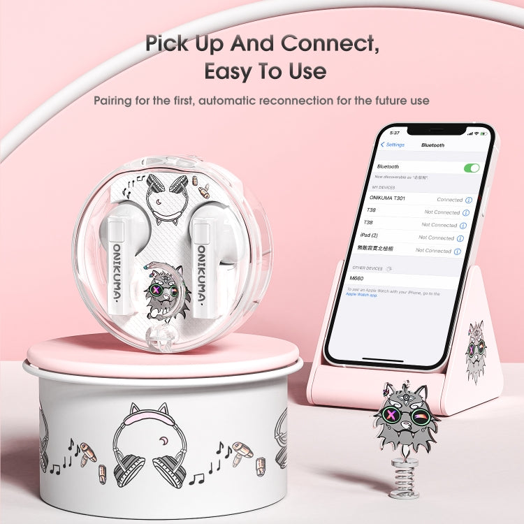 ONIKUMA T301 Transparent Cartoon Wireless Bluetooth Earphone(White)