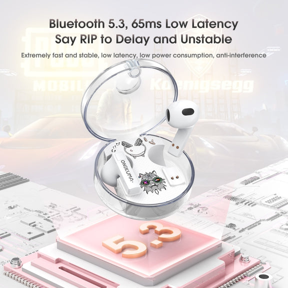 ONIKUMA T301 Transparent Cartoon Wireless Bluetooth Earphone(White)