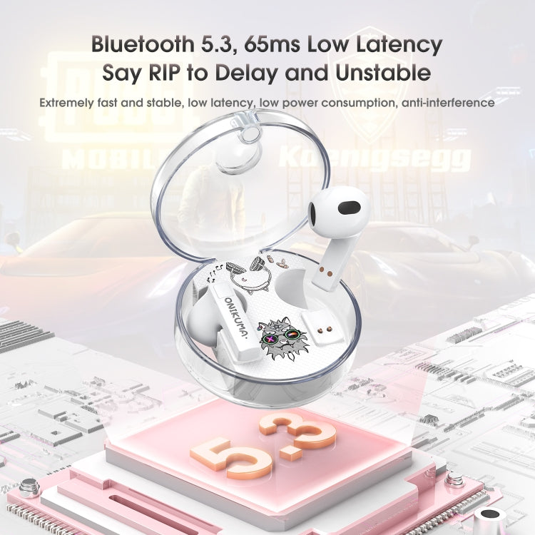 ONIKUMA T301 Transparent Cartoon Wireless Bluetooth Earphone(White)