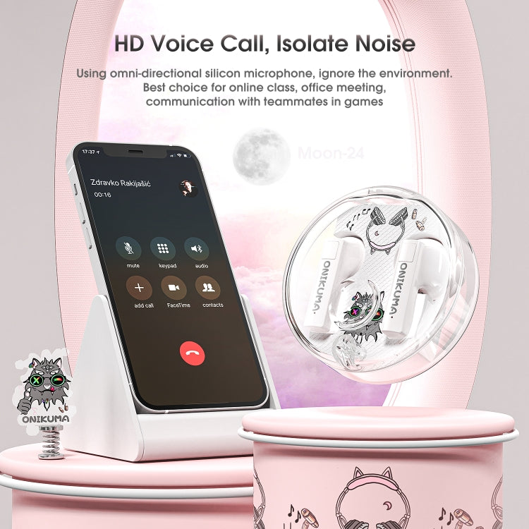 ONIKUMA T301 Transparent Cartoon Wireless Bluetooth Earphone(White)