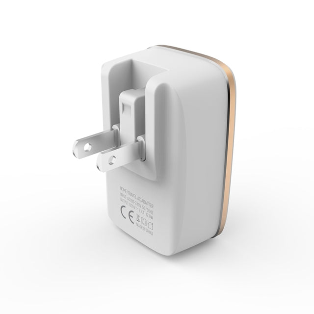 LDNIO A2204 2 in 1 12W Dual USB Interface Travel Charger Mobile Phone Charger with 8 Pin Data Cable, US Plug