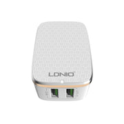 LDNIO A2204 2 in 1 12W Dual USB Interface Travel Charger Mobile Phone Charger with Micro USB Data Cable, EU Plug