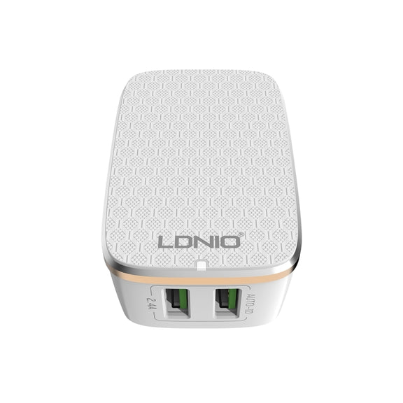 LDNIO A2204 2 in 1 12W Dual USB Interface Travel Charger Mobile Phone Charger with Micro USB Data Cable, EU Plug