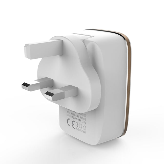 LDNIO A2204 2 in 1 12W Dual USB Interface Travel Charger Mobile Phone Charger with Micro USB Data Cable, UK Plug