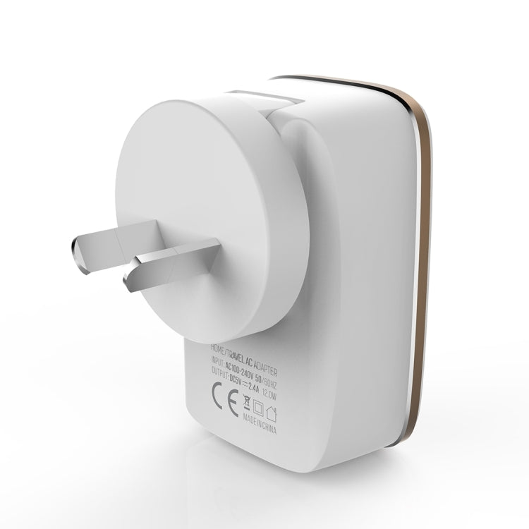 LDNIO A2204 2 in 1 12W Dual USB Interface Travel Charger Mobile Phone Charger with Micro USB Data Cable, AU Plug