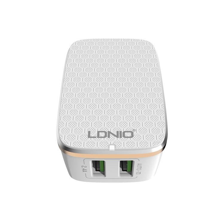 LDNIO A2204 2 in 1 12W Dual USB Interface Travel Charger Mobile Phone Charger with Micro USB Data Cable, US Plug