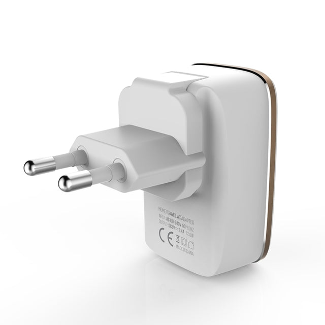 LDNIO A2204 2 in 1 12W Dual USB Interface Travel Charger Mobile Phone Charger with Type-C / USB-C Data Cable, EU Plug