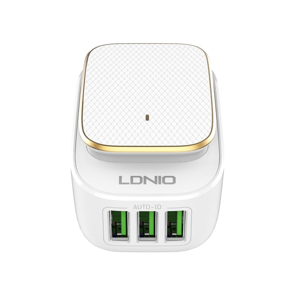 LDNIO A3305 3.4A 3 USB Interfaces Travel Charger Mobile Phone Charger, Support Touch LED Night Light, with Micro USB Data  Cable, EU Plug