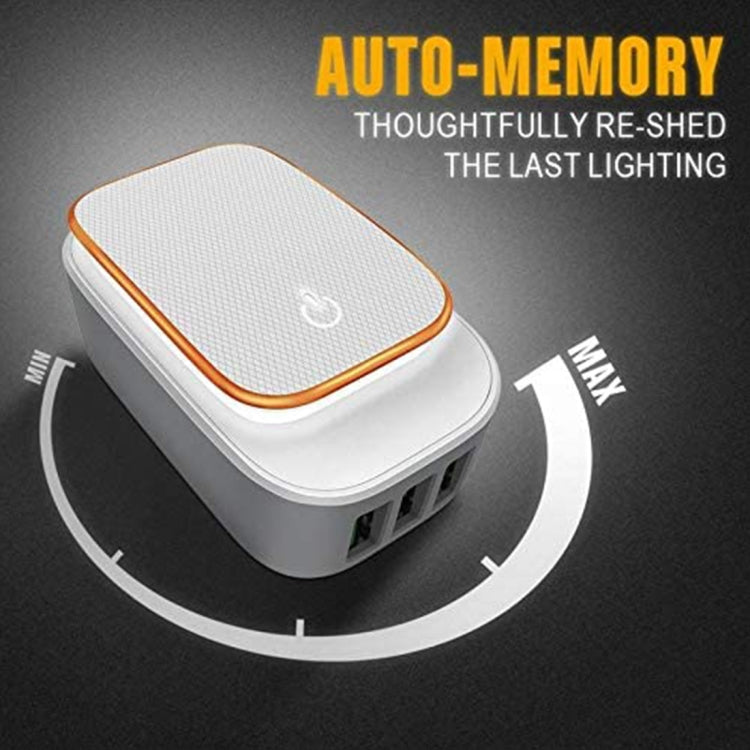 LDNIO A3305 3.4A 3 USB Interfaces Travel Charger Mobile Phone Charger, Support Touch LED Night Light, with Micro USB Data  Cable, EU Plug
