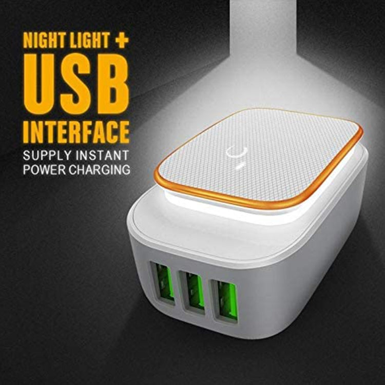 LDNIO A3305 3.4A 3 USB Interfaces Travel Charger Mobile Phone Charger, Support Touch LED Night Light, with Micro USB Data  Cable, EU Plug