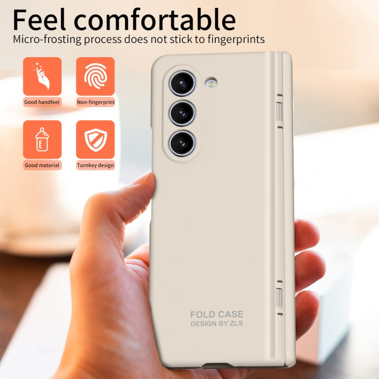 For Samsung Galaxy Z Fold5 Extraordinary Series Hinged Folding Full Phone Case with Pen Slot & Stylus(White)