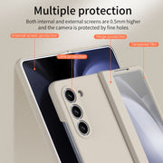 For Samsung Galaxy Z Fold5 Extraordinary Series Hinged Folding Full Phone Case with Pen Slot & Stylus(White)