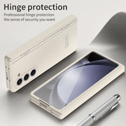 For Samsung Galaxy Z Fold5 Extraordinary Series Hinged Folding Full Phone Case with Pen Slot & Stylus(White)