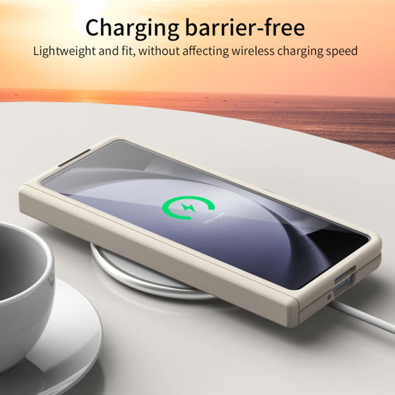 For Samsung Galaxy Z Fold5 Extraordinary Series Hinged Folding Full Phone Case with Pen Slot & Stylus(White)