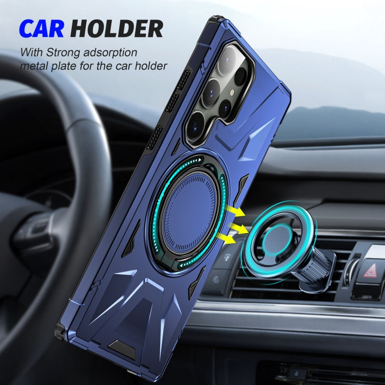 For Samsung Galaxy S23+ 5G MagSafe Magnetic Shockproof Phone Case with Ring Holder(Navy Blue)