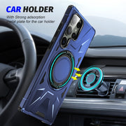 For Samsung Galaxy S23+ 5G MagSafe Magnetic Shockproof Phone Case with Ring Holder(Navy Blue)