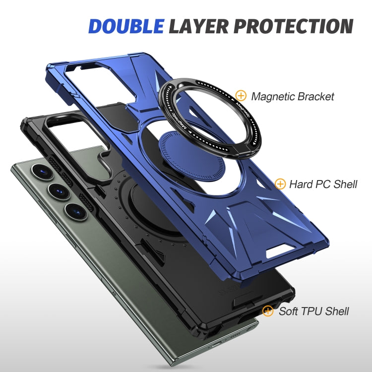 For Samsung Galaxy S23+ 5G MagSafe Magnetic Shockproof Phone Case with Ring Holder(Navy Blue)