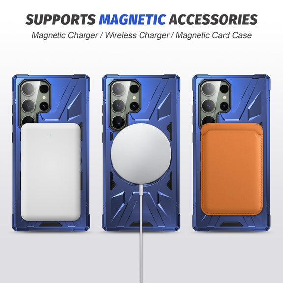 For Samsung Galaxy S23+ 5G MagSafe Magnetic Shockproof Phone Case with Ring Holder(Navy Blue)