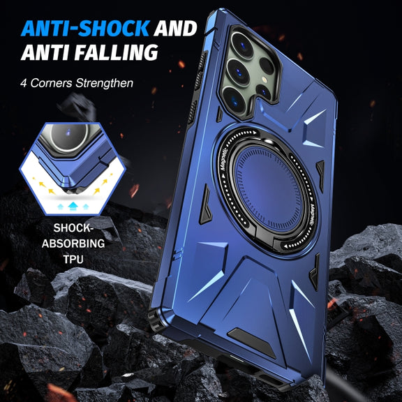 For Samsung Galaxy S23+ 5G MagSafe Magnetic Shockproof Phone Case with Ring Holder(Navy Blue)